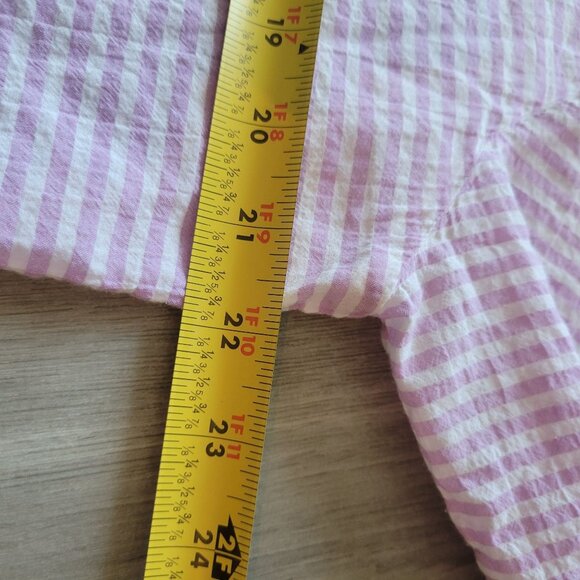 J.Crew Womens XL Striped Lavender & White Button-Up Cotton Shirt With Pocket - Picture 6 of 7